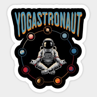 Yogastronaut meditating among the planets Sticker